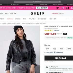 Leather Jacket (crocodile zip up pattern)